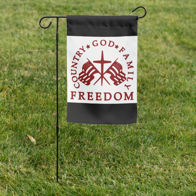 red black white God Family Country Freedom USA Garden Flag (In SItu)