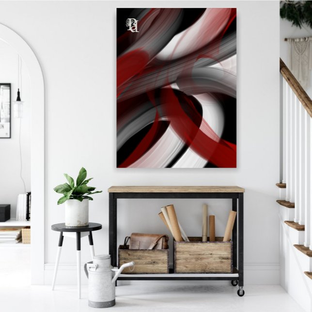 Red Black White Gray Abstract  Canvas Print (Creator Uploaded)