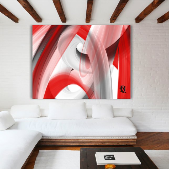 Red Black White Gray Abstract  Canvas Print (Creator Uploaded)