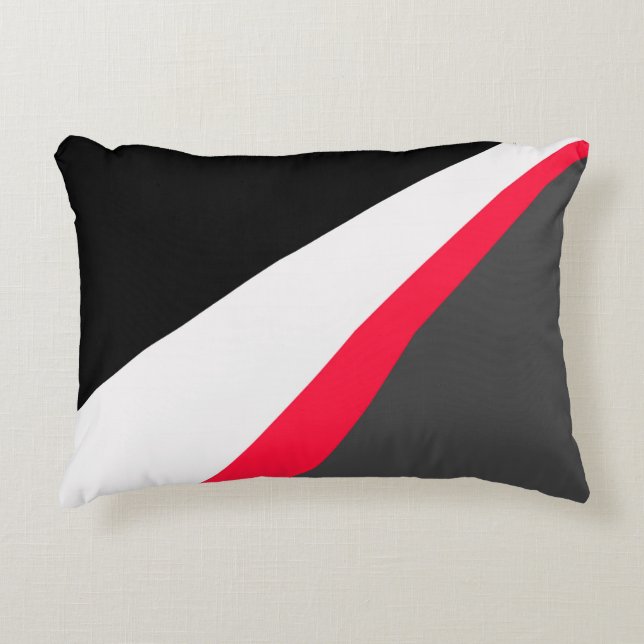 Red Black White Gray Pattern Decorative Pillow (Front)