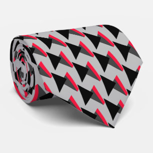 Red Black White Gray Pattern Neck Tie