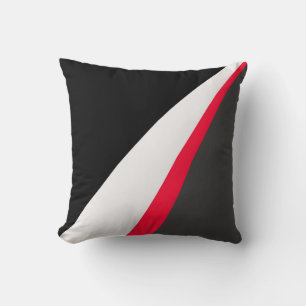 Red Black White Gray Pattern Throw Pillow