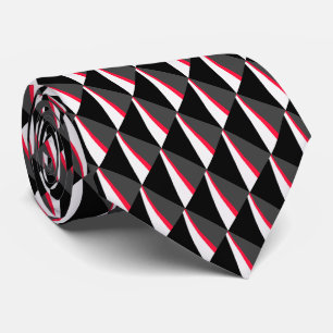 Red Black White Gray Pattern Tie