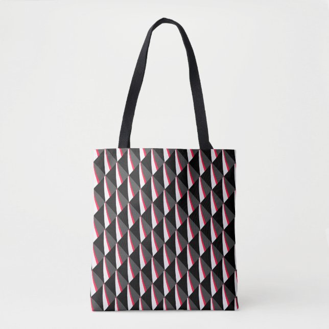 Red Black White Gray Pattern Tote Bag (Front)