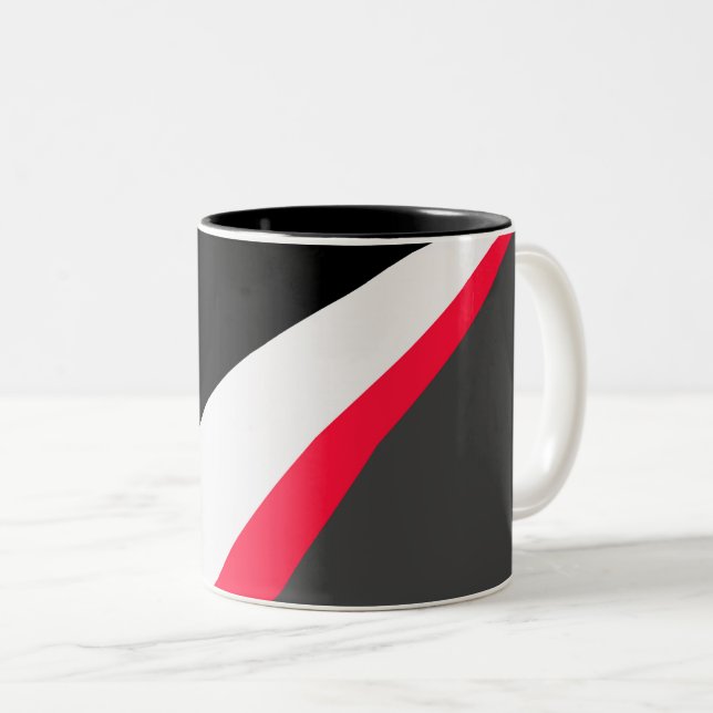 Red Black White Gray Pattern Two-Tone Coffee Mug (Front Right)