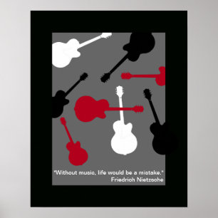 red/black/white guitars for the musician poster