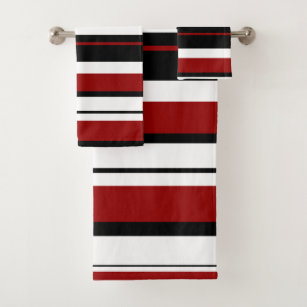 red and gray bath towels