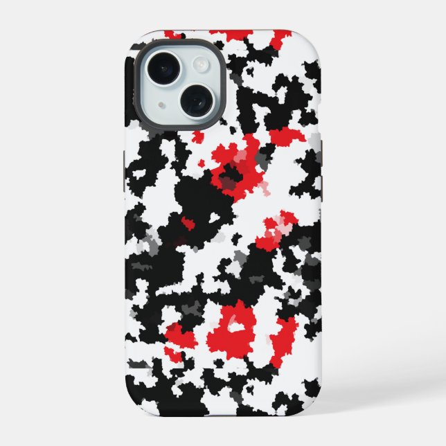 Red Black White Irregular Abstract Design  Iphone Case (Back)