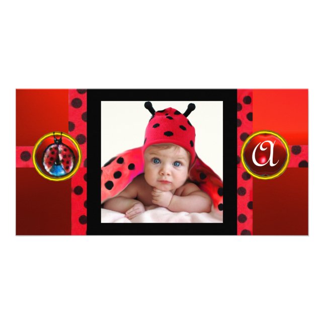 RED BLACK WHITE LADYBUG MONOGRAM PHOTO TEMPLATE (Front)
