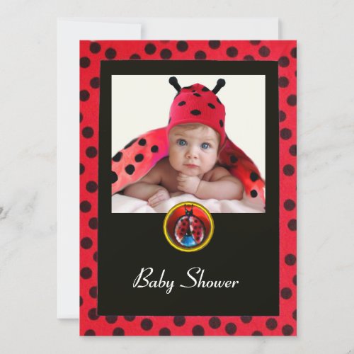 RED BLACK WHITE LADYBUG Monogram Photo Template