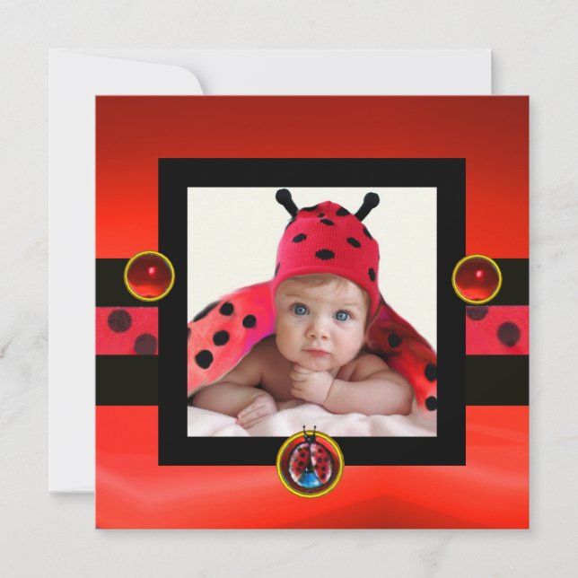 RED BLACK WHITE LADYBUG Monogram Photo Template (Front)
