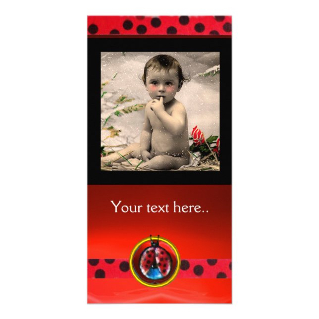 RED BLACK WHITE LADYBUG , PHOTO TEMPLATE (Front)