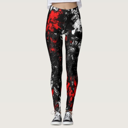 Red Black White Leggings