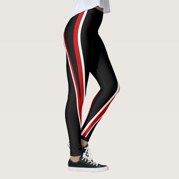 Red black store and white leggings