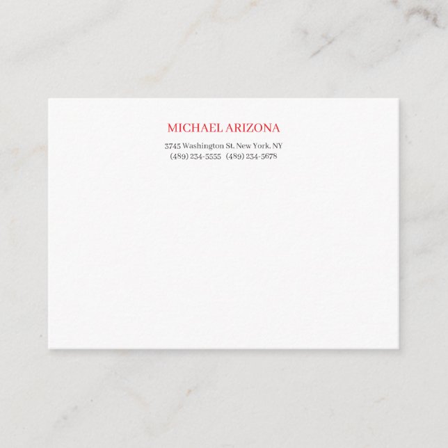 Red Black & White Minimalist Simple Plain Modern Enclosure Card (Front)