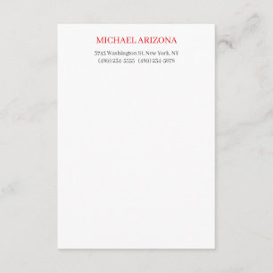 Red Black & White Minimalist Simple Plain Modern Enclosure Card