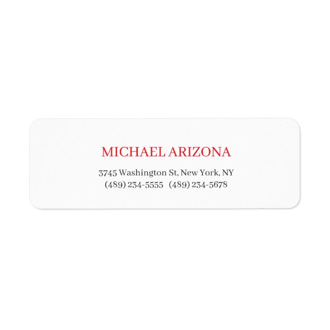 Red Black & White Minimalist Simple Plain Modern Label (Front)