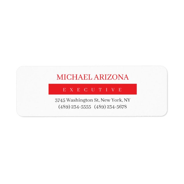 Red Black & White Minimalist Simple Plain Modern Label (Front)