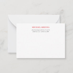 Red Black & White Minimalist Simple Plain Modern Note Card