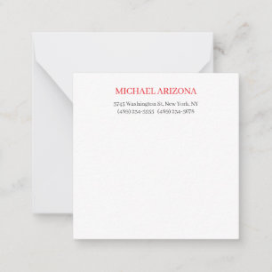 Red Black & White Minimalist Simple Plain Modern Note Card