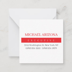 Red Black & White Minimalist Simple Plain Modern Note Card