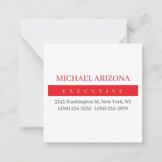Red Black & White Minimalist Simple Plain Modern Note Card (Front)
