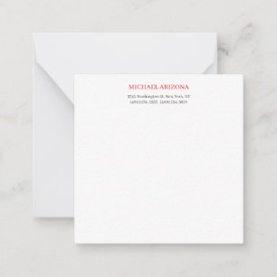Red Black & White Minimalist Simple Plain Modern Note Card
