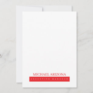 Red Black & White Minimalist Simple Plain Modern Note Card