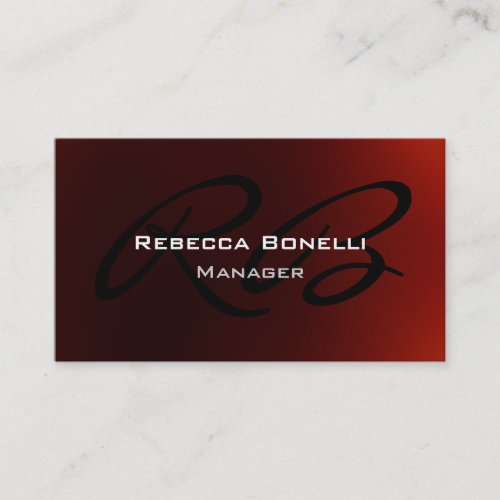 Red Black White Monogram Manager Business Card