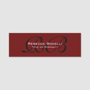 Red Black White Monogram Minimalist Plain Name Tag