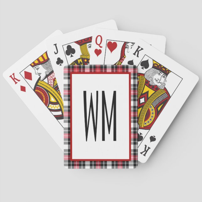 Red Black White Monogram Poker Cards (Back)