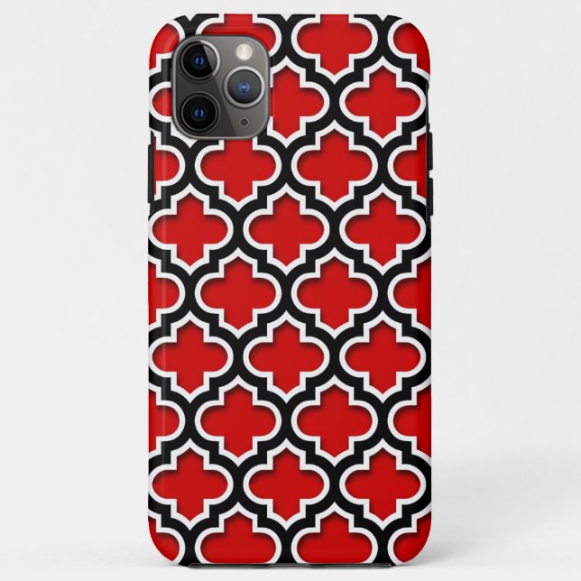 Red Black White Moroccan Quatrefoil Pattern #5DS Case-Mate iPhone Case (Back)