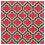 Red Black White Moroccan Quatrefoil Pattern #5DS Fabric