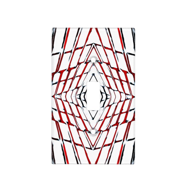 Red Black White Netting Abstract Pattern Light Switch Cover (Front)