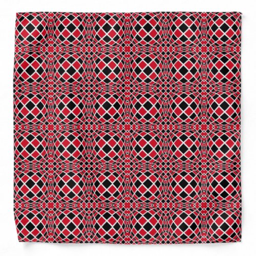 Red Black  White Op Art Geometric Pattern Bandana