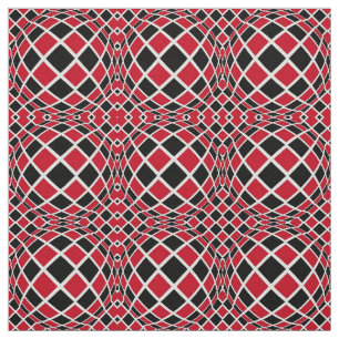Red Black & White Op Art Geometric Pattern Fabric