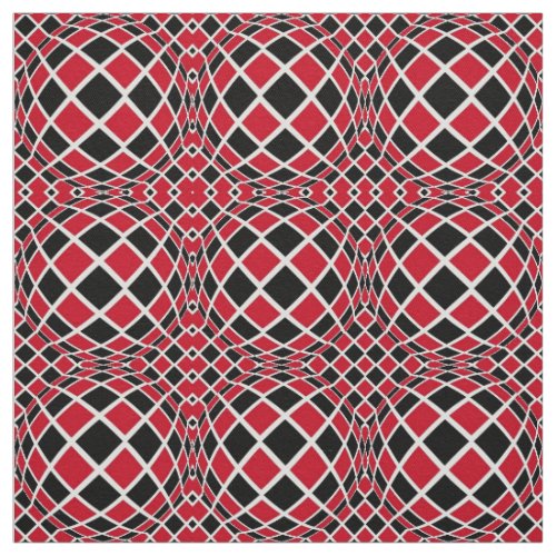 Red Black  White Op Art Geometric Pattern Fabric