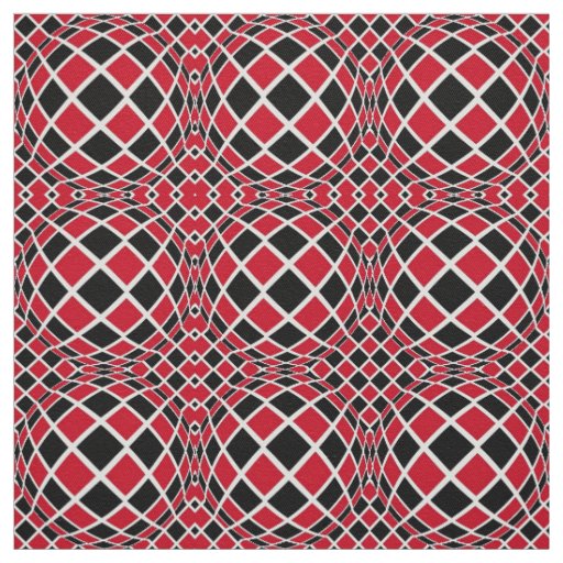 Red Black & White Op Art Geometric Pattern Fabric