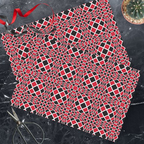 Red Black  White Op Art Geometric Pattern Tissue Paper