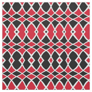 Red Black White Op Art Mosaic Geometric Pattern Fabric