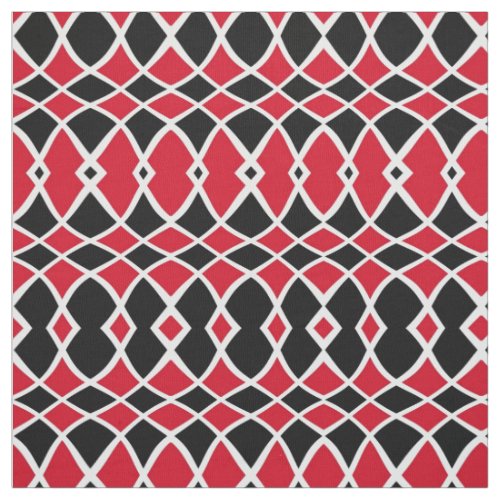 Red Black White Op Art Mosaic Geometric Pattern Fabric