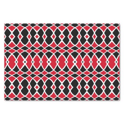 Red Black White Op Art Mosaic Geometric Pattern Tissue Paper