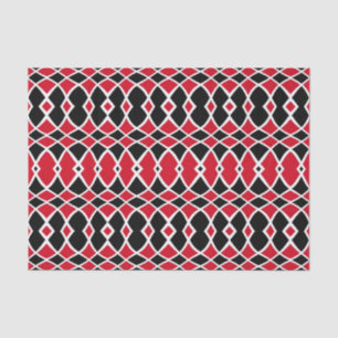 Red Black White Op Art Mosaic Geometric Pattern Tissue Paper