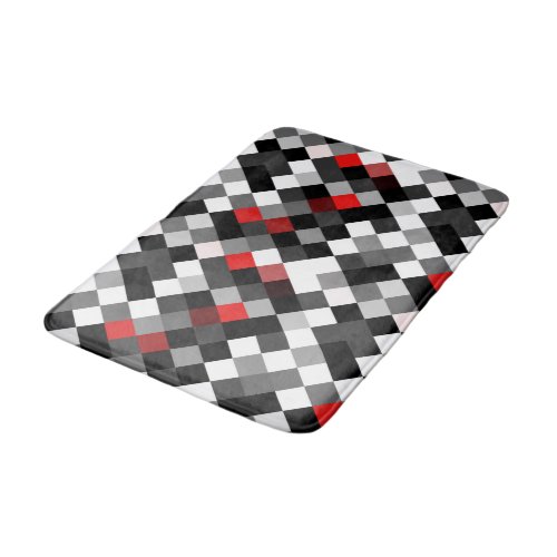 Red Black White Pattern Bath Mat