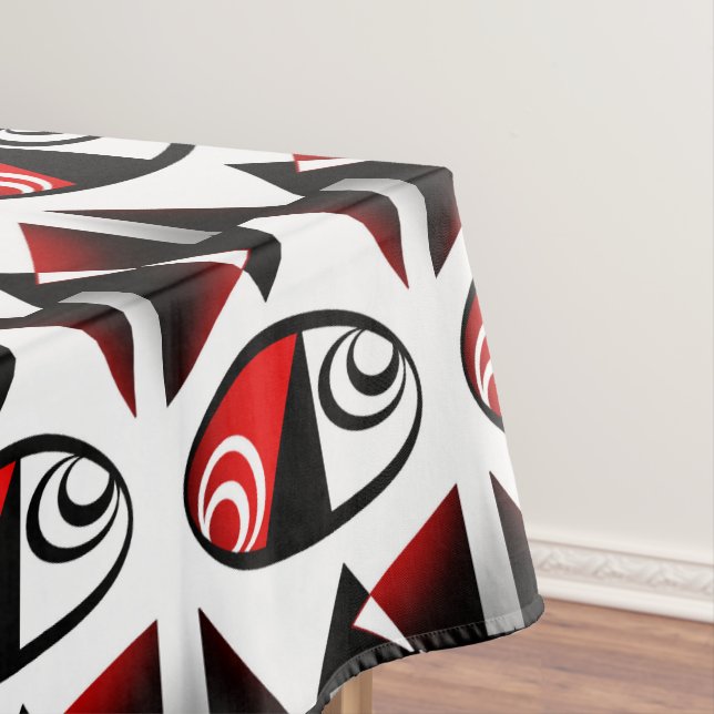 Red Black White Pattern Tablecloth (In Situ)