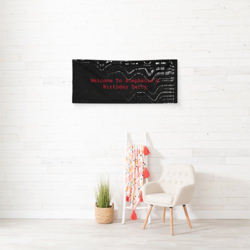Red Black White Patterns Abstract Birthday Unique Banner
