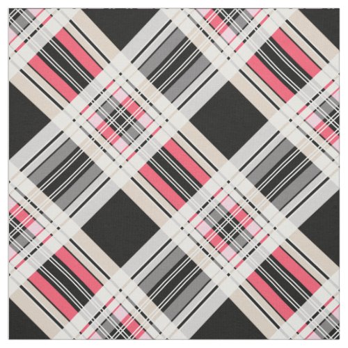 Red black white plaid fabric