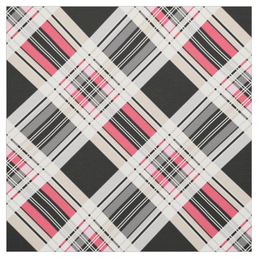 Red black white plaid fabric