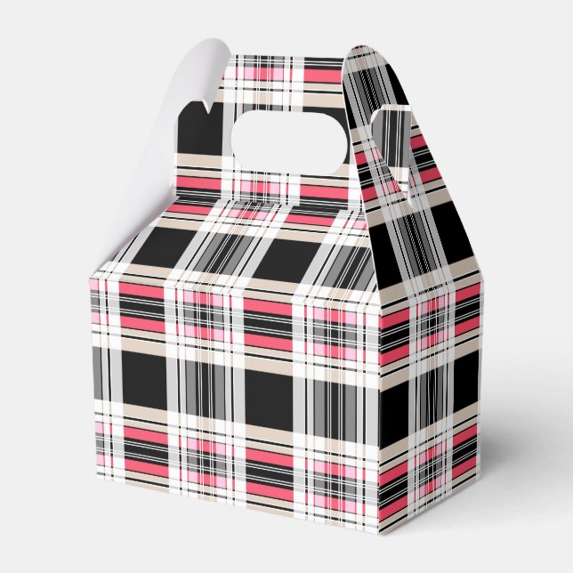 Red black white plaid favor boxes (Back Side)