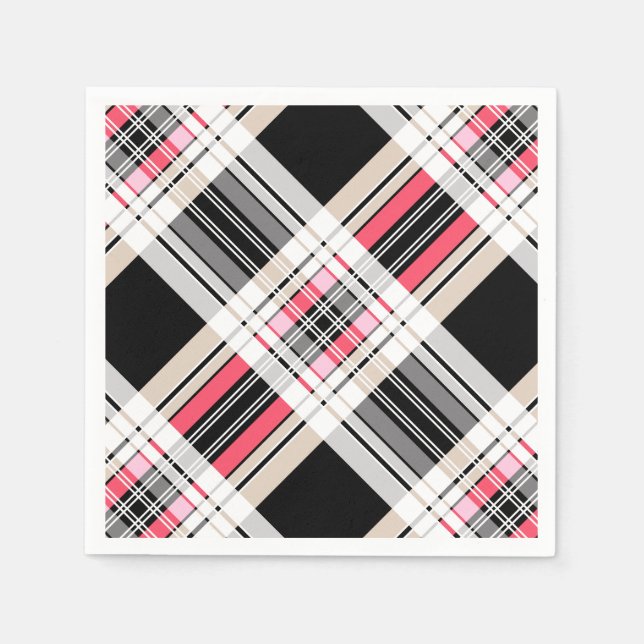 Red black white plaid napkins (Front)